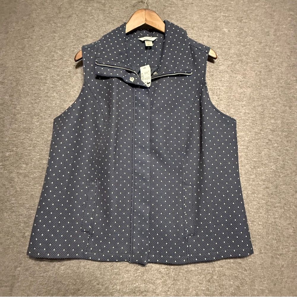 CJ Banks Navy Vest With Zip and Snap Front Womens Size 1X (16/18) NWT